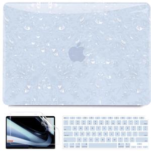 B BELK Compatible with MacBook Air 13 inch Case 2022 2021 2020 2019 2018 M1 A2337 A2179 A1932, Plastic Hard Shell Case for MacBook Air 13.3 inch + Keyboard Cover +Screen Protector, Shiny Blue Pearl