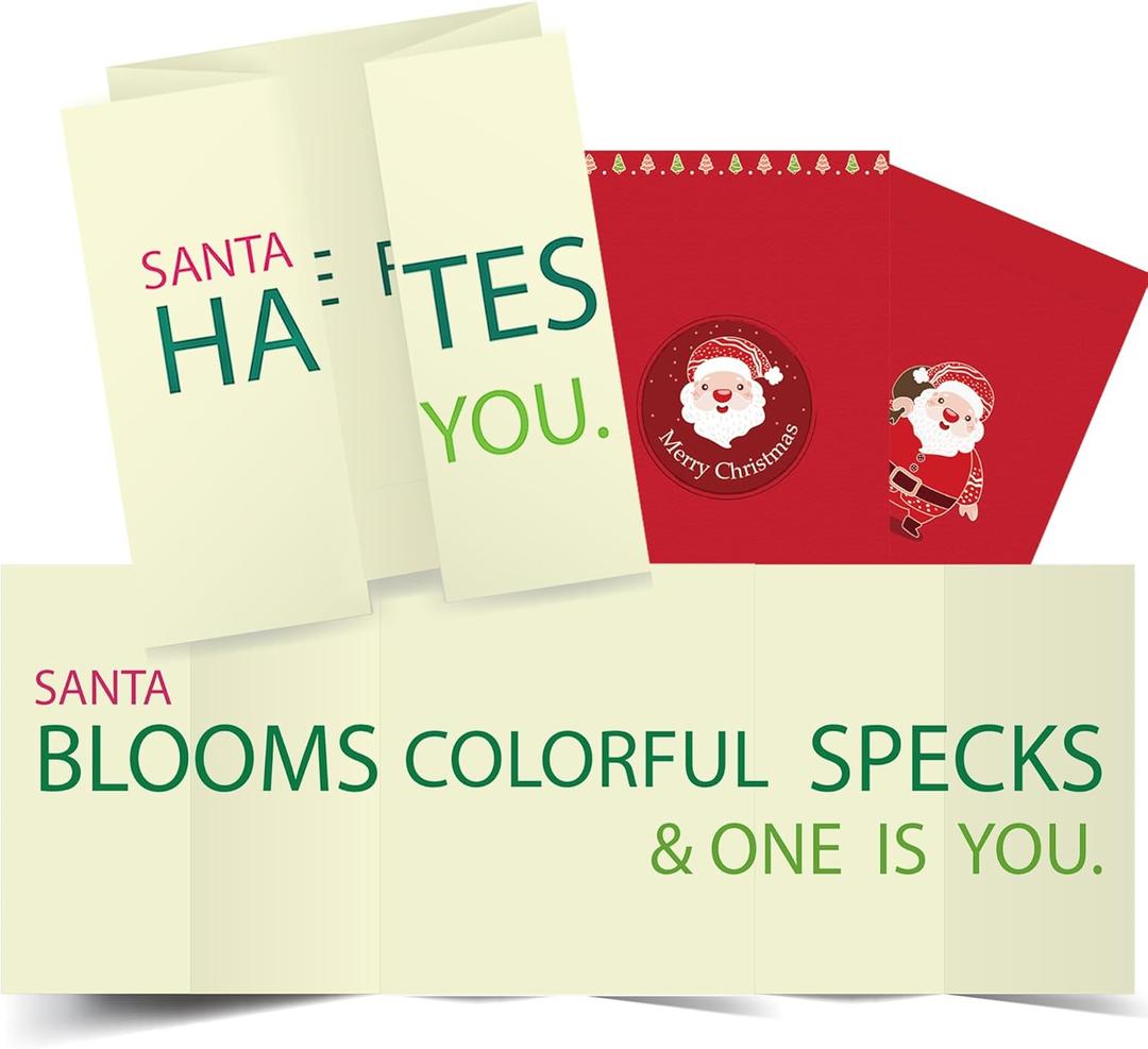 7 x Christmas Cards with Envelopes - White Elephant Gifts for Adults - Stocking Stuffers for Women Men Teens | Christmas Gifts for Husband Boyfriend - Funny Xmas Party Favors Decorations