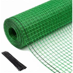 4x100 FT Plastic Garden Fence with 50 Zip Ties Green Heavy Duty Temporary Safety Fencing for Animals, Snow, Poultry, Deer, Yard & Construction