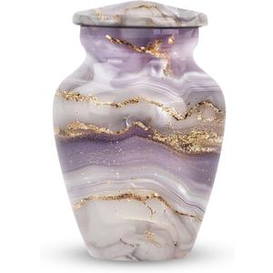 Purple Abstract Urn - Mini Funeral Adult Ash Keepsake for Woman/Men - 3 Inch Small - Pack of 1 - Mini Urns for Human Ashes Male/Female - Cremation Urns - Mini Keepsake (Rose Gold Serenity)