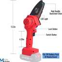 Mini Chainsaw,4-inch Electric Chain saw Handheld Mini Pruning Shears Chainsaw for Tree Trimming & Wood Cutting,2 Saw chains,1 Charger Include,One 21v 1500mAh Battery and Box