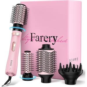 4-in-1 Rotating Blow Dryer Brush Set | Oval Volumizing Barrel, 1.5" & 2" Rotating Brushes, and Diffuser | All-in-One Hot Air Brush for Fast Drying, Volumizing, and Smoothing