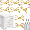 8 Pcs Gold Bow Drawer Knobs Metal Bow Knobs for Dresser Vintage Dresser Handles Pulls Gold Cabinets Handles for Home Bedroom Kitchen Cabinets Hardware Cupboard, 1.6 x 1 Inches