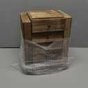 Meangood Jewelry Box Wood for Women, 5-Layer Large Organizer Box with Mirror & 4 Drawers for Rings, Earrings, Necklaces, Vintage Style, Torched Wood