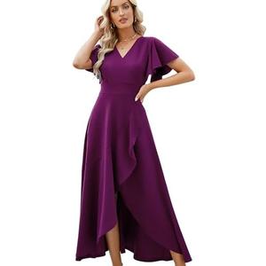 Long Black Formal Dresses for Women Gowns Evening Party Cocktail Dress,Split Elegant V Neck Wrap Ruffle Wedding Guest Dresses, XXL