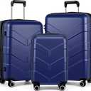 TILYMOL Luggage Sets 3 Piece with Spinner Wheel, Hardside Suitcase Set with TSA Lock, Expandable Lightweight Travel Luggage for Men and Women, Blue
