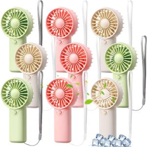 Rossesay 12 Pcs Mini Portable Fan Handheld Battery Operated Portable Small Personal Fans for Summer Beach Indoor Outdoor Travel Cooling Gift (Green,Pink,White)