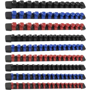 Socket Organizer Set, Metric SAE Socket Holders with Spring Ball Bearings Fits 1/4", 3/8", 1/2" Drive Sockets, Secure Holding Portable Socket Retention Home Workshop Tool Storage Organizer, 9 PCS