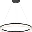 SUNMOO Modern Black Led Pendant Light, 36W Dimmable LED Chandelier Lighting Fixture, 1 Ring Circular Hanging Led Pendant Lighting for Living Room Dining Room Kitchen Island Foyer Office