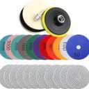 Marble Polishing Kit, 4-inch Diamond Polishing Pads, 12 Pieces Wet/Dry Granite Stone 50-6000 Grit Polishing Pads, Suitable for Polishing Granite and Marble Countertops (12 Pcs Diamond Polishing Pads)