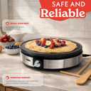 Gourmia 12 Crepe Maker Nonstick Electric Griddle for Pancakes, Omelets & More, Precise Temp Control with Indicator Lights, Includes Spatula & Batter Spreader, Quick Cleanup, Stainless Steel Trim
