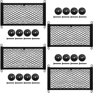 [4 Pack] Cargo Storage Net, DEDC Cargo Net Pocket Universal Accessories Elastic Automotive Large Cargo Net Storage Mesh Pocket with 16 Mounting Screws, Hooks for Truck Car SUV Boats (19.7"x9.8")