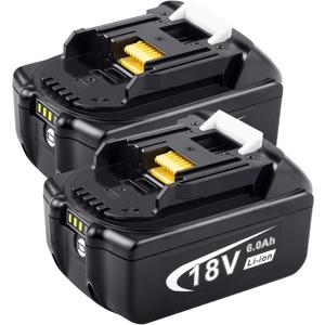 Upgrade 18V 6000mAh BL1860 Battery Replace for Makita BL1860B BL1860B-2 BL1850 BL1850B BL1840 BL1840B BL1830 BL1830B BL1820 BL1815 BL1815B LXT-400 194204-5 Drill Tools with LED Indicator (2Pack)