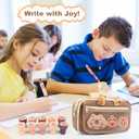 Adorable Capybara Stationery Set, Girls' Stationery Set Includes Pencil Case, Multi-Color Pens, Stickers, Pins, Notebook, Stamps. Perfect Cute Birthday Gift for Kindergarten and Elementary School.