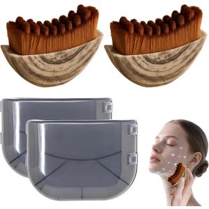 Lymphatic Contour Face Brush for Sculpting – Manual Facial Cleansing Brush for Dry Brushing & Exfoliating – Gentle-On-Skin Facial Massager for Jawline Toning