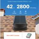 VEVOR 42W Solar Attic Fan, 2800 CFM Smart Roof Vent Built-in Temperature Sensors with Remote Control, Low-Noise & Weatherproof for Attic, Garage, RV Ventilation, 14" Cutout Diameter, Up to 1000 Sq Ft