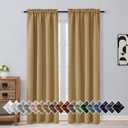 OVZME Gold Blackout Curtains for Bedroom 84 Inch Length 2 Panels Set, Soft Fabric Room Darkening Curtains for Living Room, Dual Rod Pocket Design Modern Window Treatment Drapes, 2x40Wx84L Inches