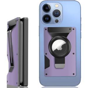 Zeeker for Magsafe Wallet, Magnetic Wallet with Airtag Holder & Money Clip for iPhone 16/15/14/13/12 Series,15-Card Holder, Upgrade with iPhone Wallet,RFID Blocking,(Macaron Purple)