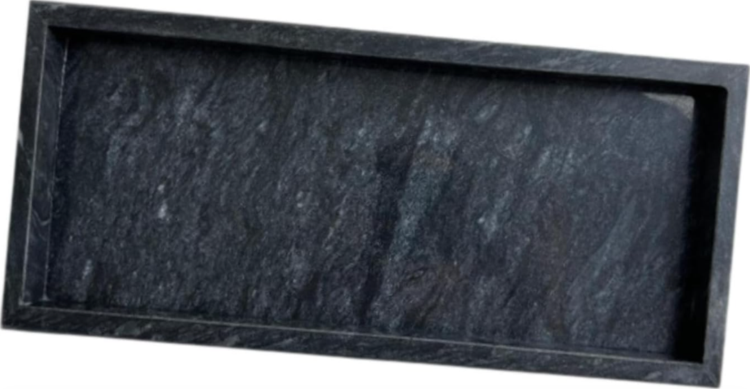 Marble Stone Serving Tray Perfume Holder Jewlery Dish Elegant Decorative Countertop Organizer for Club Dresser Vanity Decor, Black