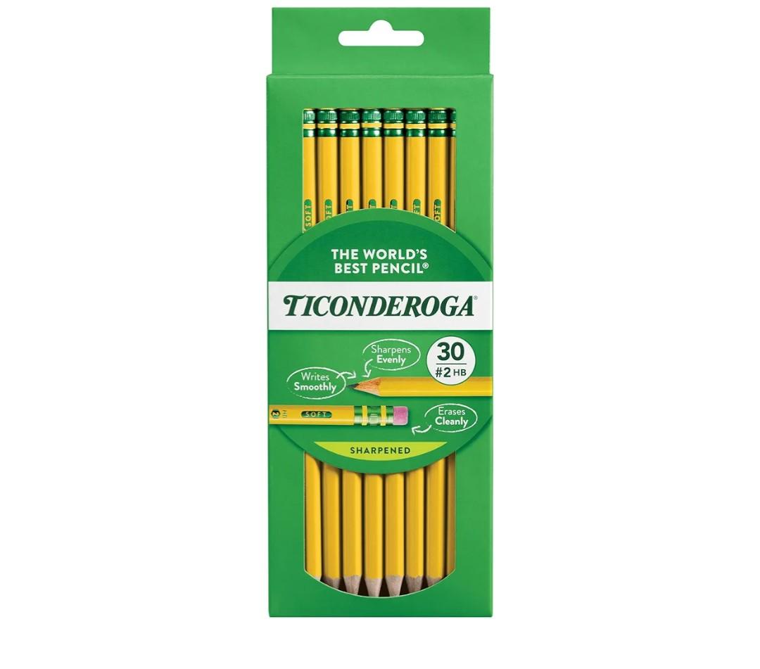 Ticonderoga Wood-Cased Pencils, Pre-Sharpened, #2 HB Soft, Yellow, 30 Count,6 pcs
