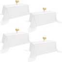 4 Pack Rectangle Tablecloth 90x132Inch White Washable Polyester Table Cover for Wedding Dining Table Buffet Parties Banquet Decoration（White）