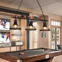 7'-8' Hanging Pool Table Light Billiard Pendant Light Adjustable Light, Retro Island Light Fixtures, Glass Shade,for Billiards Room,Snooker Table, Kitchen Island, Beer Party