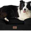 Bedsure Orthopedic Dog Bed for Large Dogs - Big Washable Dog Sofa Beds Large, Supportive Foam Pet Couch Bed with Removable Washable Cover, Waterproof Lining and Nonskid Bottom, Black (35"L x 25"W x 6.5"Th)