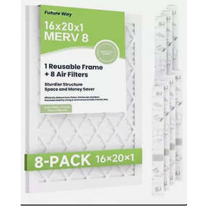 Air Filters 16x20x1” 8-pack With Reusable Frame Merv 8 Mpr 700 Filters