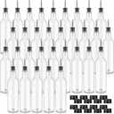 32 Pack 25 oz Syrup Bottle Plastic Long Neck Bottle with Stainless Steel Leakproof Tapered Spout Pourer and Cap Alcohol Juice Coffee Container for Home Bar Service Bartending Supplies