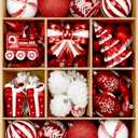 Alupssuc 82pcs Christmas Balls Ornaments Set, Delightful Classic Gift Set, Shatterproof Plastic Decor for Xmas Tree Holiday Wedding Party Decorations with Hanging Strings, Red and White