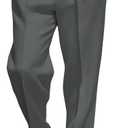 Mens Dress Pants Straight Leg Pleat-Front Casual Suit Pants Plain Comfort Work Office Business Lounge Trouser Long (38W x 32, Large, Grey)