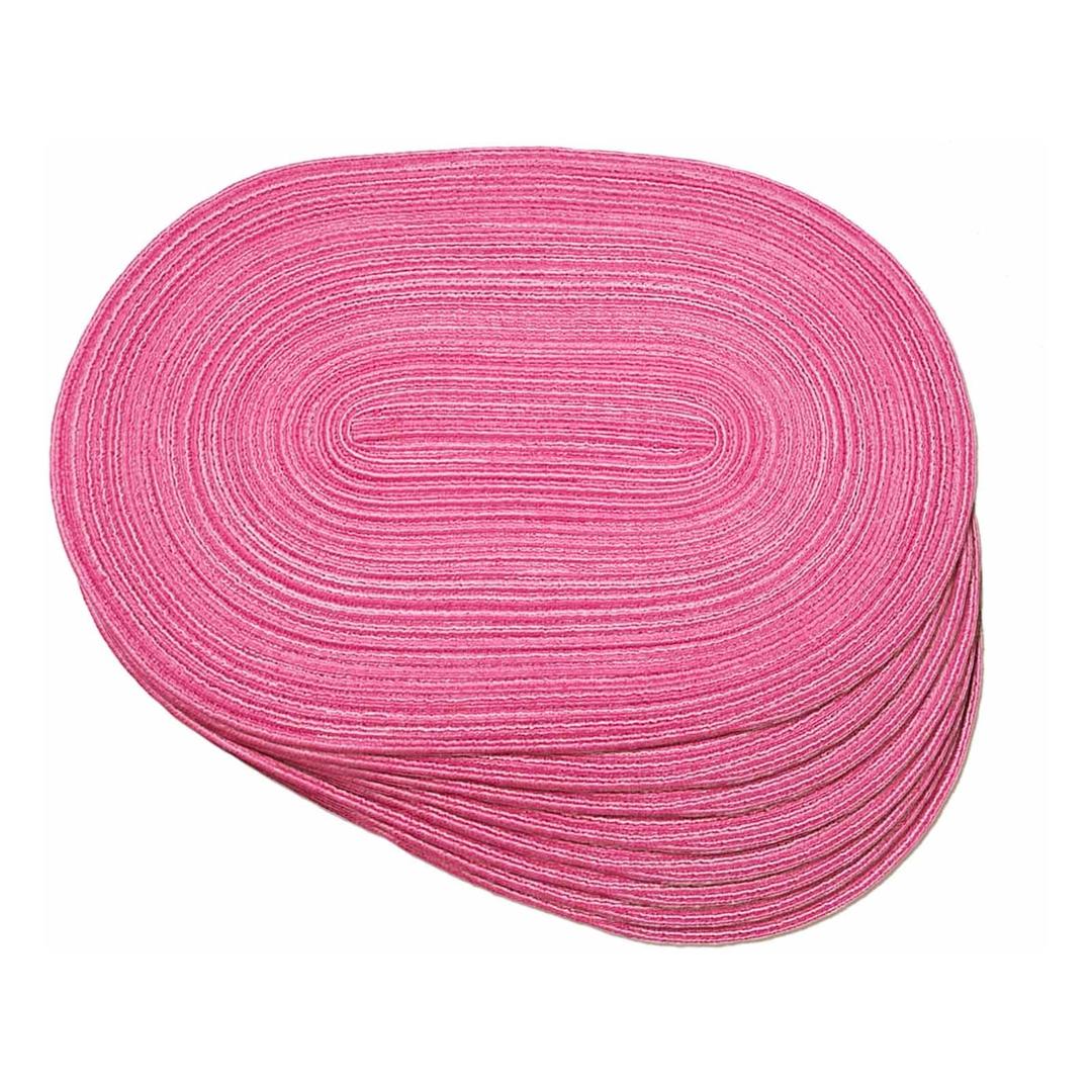 Noctiflorous Oval Braided Placemats Set of 8 Woven 12x18 Inch Non Slip Washable Heat Resistant Place Mats Tablemats for Dining Kitchen Party Daily Table Decor Dinner Mats (Hot Pink, 8)