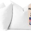 COZY ONE 18x18 Feather Pillow Inserts Set of 2100% Cotton Cover, Breathable and Skin Friendly  Decorative Throw Pillow Inserts for Sofa, Chairs, Beds, Benches (18x18 inch, White, Set of 2)