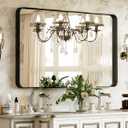 Bathroom Mirror 24x32 inch, Black Gorgeous Deep Frame Wall Mirror, Modern Round Corner Bathroom Vanity Mirror for Bedroom, Living Room, Hanging or Leaning Horizontal or Vertical, Black (32"L x 24"W)