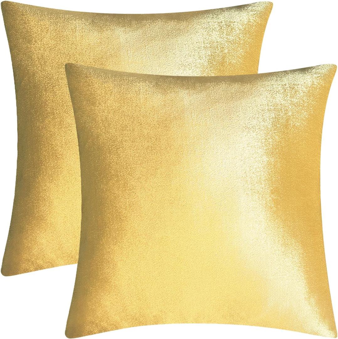 2 Pack 26x26 Pillow Cover Velvet Pillow Covers, Square Throw Pillow Covers for Living Room Decorations Throw Pillow Case, Throw Pillow Cover Cushion Cover for Home Sofa Bedroom Car, Gold