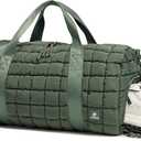Quilted Duffel Bag for Women, Puffer Gym Duffle Bag with Shoe Compartment Lightweight Large Crossbody Sport Bag Travel Tote JasperGreen