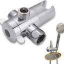 3 Way Shower Diverter Valve 1/2 Three Head Splitter Adapter and Fixed Spray Head with Handheld Cradle Bathroom Accessories for Hand Universal Shower System Replacement (Silvery)