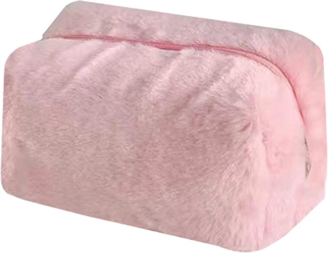 Makeup Bag Small Cosmetic Bags for Purse Women Girls Plush Simple Make Up Pouch