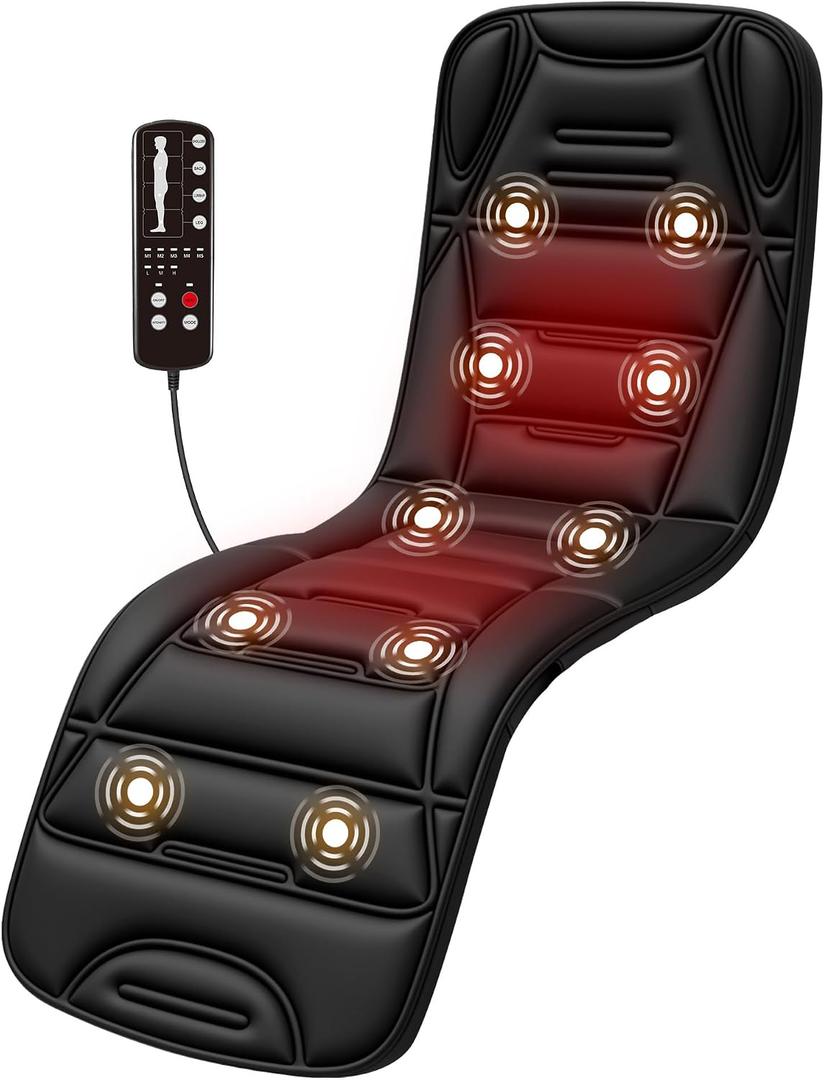 COMFIER Full Body Massage Mat Pad, Heating Vibrating Massage Chair Pad with 10 Vibration Motors, 5 Massage Modes and Auto Shut Off, Gift for Men Women
