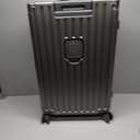 HotWay 26 Inch Aluminum Frame Luggage with Spinner Wheels, PC Hard Shell Suitcase with Cup Holder, Zipperless Luggage for Business Travel, Silver