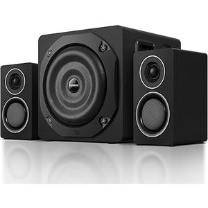 Computer Gaming Speaker System with Subwoofer, PC Desktop Monitor Surround Sound, Two Satellite with Midrange and Treble, Full Range Coverage, Support Optical/Coaxial/3.5 to RCA/Wireless Connection