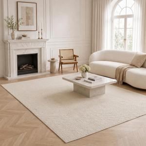 WEKELL Washable Easy Jute Rug 8x10, Non Slip, Indoor Outdoor Natural Color Fiber Area Rugs for Living Room, Bedroom, Kitchen, Patio, Boho Woven Design Easy-Cleaning Outside Carpet 8 x 10, Cream