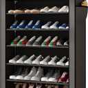 Laiensia 9-Tier Vertical Shoe Rack Organizer, Space Saving Shoe Storage Organizer, Non-Woven Cover Shoe Shelf Holds 36-45Pairs for Bedroom, Hallway, Closet Entryway, Grey