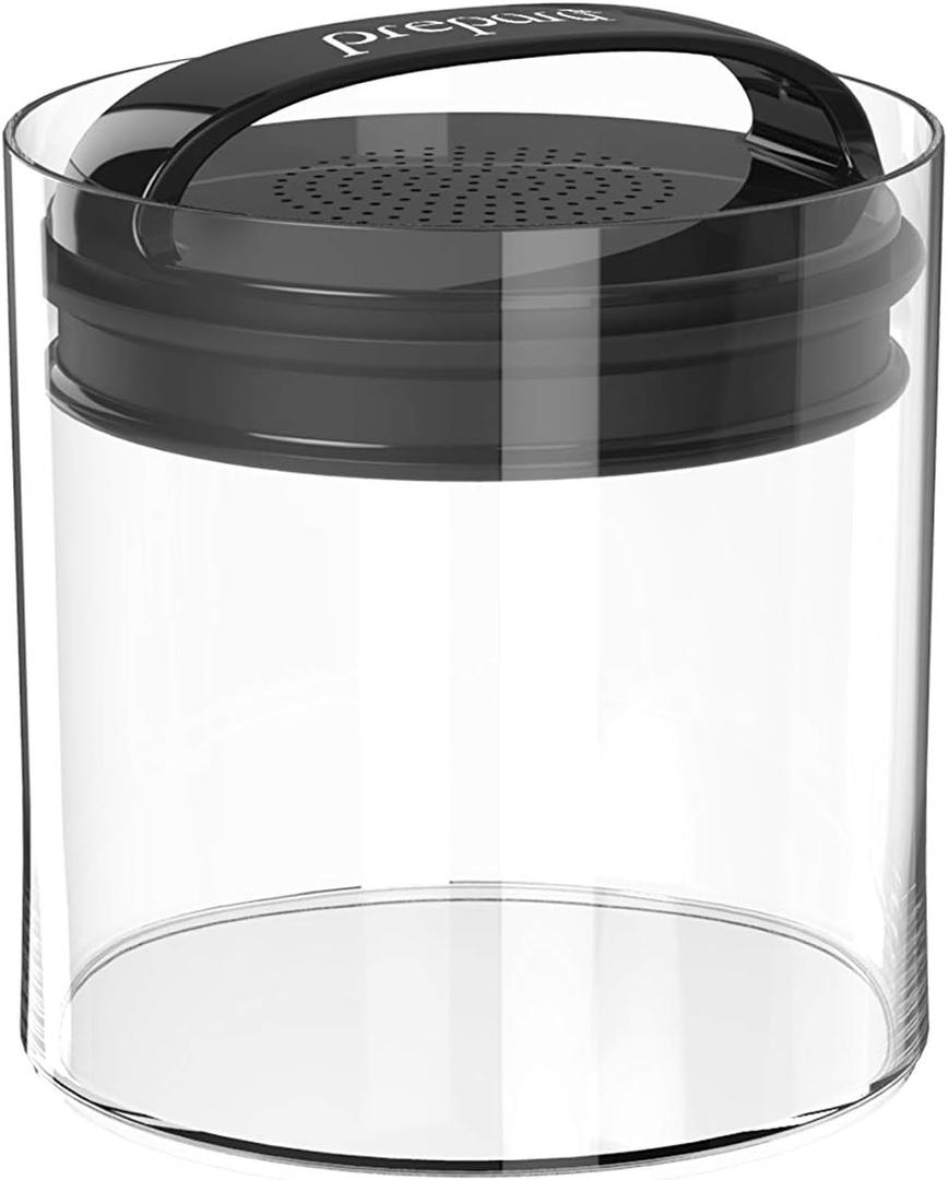 Prepara Evak Fresh Saver Airtight Plastic Container, Large/Short (5.75” x 5.75”, 7.2 Cups), BPA-Free Food Storage Canister Vacuum Sealed Lid Handle, Odor Resistant, Ideal for Coffee Beans & Dry Goods