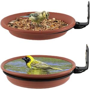 Bird Feeder Trays Tree Mounted Fence Mounted Wild Bath Feeding Platform, Bath Bowl with Heavy Duty Metal Ring for Backyard Terrace, 6.7in Birds Food Water Plate (2 pots) (#911)