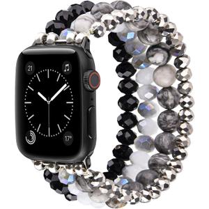 CAGOS Bracelet Beaded Compatible with Apple Watch Band Series 11/10/9/8/7/6/5/4/3/2/1 SE 38/40/41/42mm-10/11(5.3"-6.2"), Cute Handmade Fashion Elastic Stretchy iWatch Bands for Women