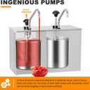 Commercial Sauce Dispenser Pump Stainless Steel Condiment Pump Station 7.4Quart Pump Dispenser Container for Ketchup Dressing Syrup Jam BBQ Sauce