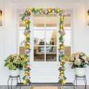 6FT Easter Garland for Mantle, Lighted Egg Garland with Butterfly Flower, Faux Greenery Spring with Timer for Summer Fireplace Outdoor Decorations