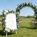 2 Pack 11.2 Ft Artificial Flower Garland with White Roses, Realistic Fake Greenery Vines with 17 Roses Flowers for Wedding Table Centerpieces Arch Party Ceremony Backdrop Decor(White)