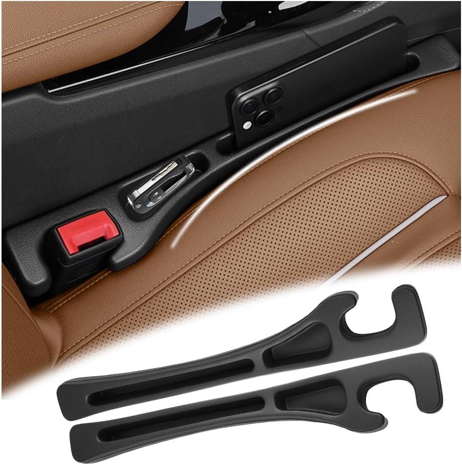 2PCS Car Seat Gap Filler Organizer,2026 Upgraded Car Seat Gap Plug with Storage Slot & Seats Belt Holes as Phone Holder,Universal No Drop Seats Guard for Cars Interior Accessories